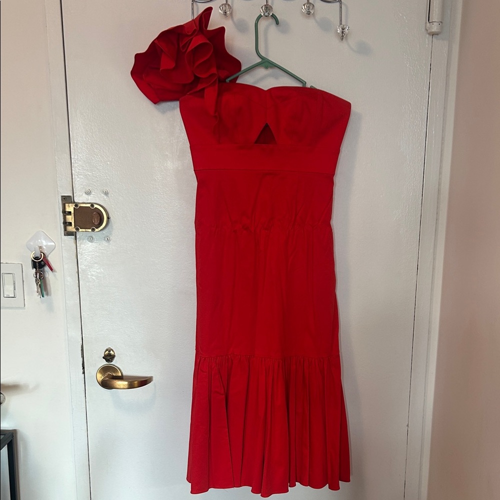 Rebecca Taylor Red One-Shoulder Dress